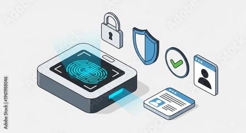 Isometric Fingerprint Scanner for Secure Access and Identification.