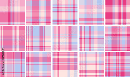 Decorative plaid pattern pack tailored for fall packaging. Coordinated tartan styles enhance labels, boxes, and wraps. Seamless vectors align perfectly.