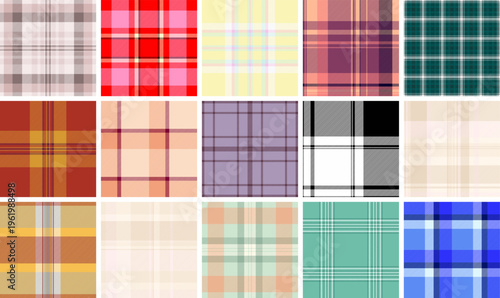 Classic plaid collection inspired by traditional weaving. This pack enhances home decor visuals like cushions, curtains, throws. Vector layouts maintain structure.