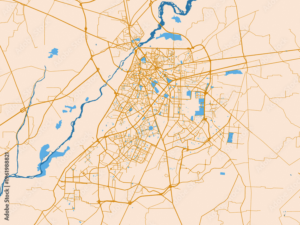 Fototapeta premium Lahore – street map, Pakistan