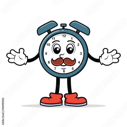 Clipart Clock Character on White Background
