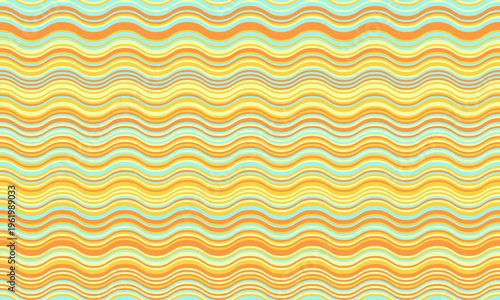 Vibrant wavy stripes in pastel yellow, orange, and teal create a cheerful, summery background.  Perfect for website banners, textile designs, or playful branding.