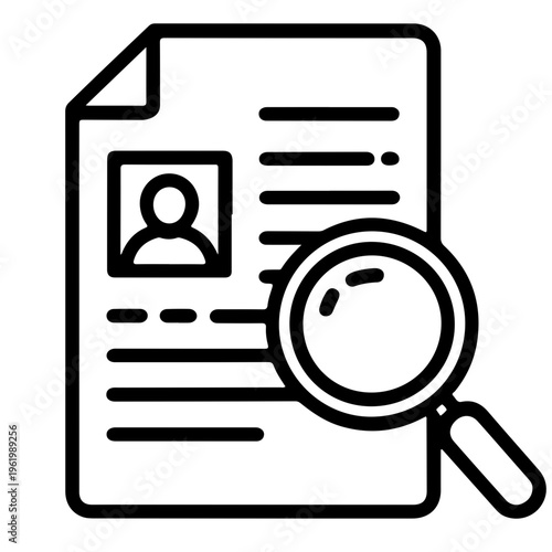 Resume with magnifying glass document search
