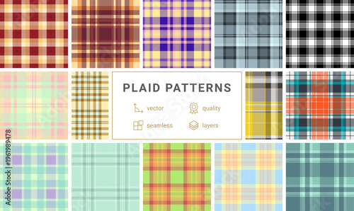 Plaid bundle ideal for holiday signage and flyers. Coordinated repeats enhance seasonal marketing visuals.