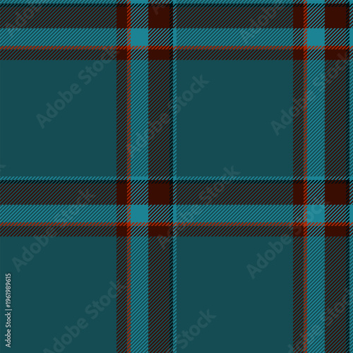 Underwear textile texture seamless, duvet cover plaid pattern check. Track vector tartan background fabric in cyan and dark colors.