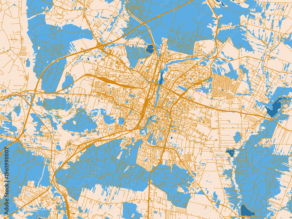 Fototapeta premium Kielce – street map, Poland