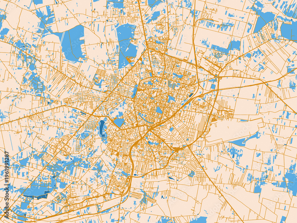 Fototapeta premium Decorative city map of Radom, Poland