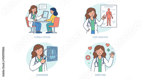 Skilled Doctor Healthcare Medical Professional Clinical Team Providing Essential Patient Services and Consultation