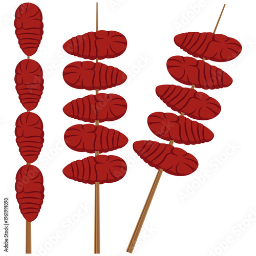 silkworms skewer vectors, insect food.