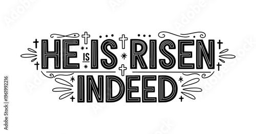 Christian Easter typography, inspirational religious lettering decorative vintage style