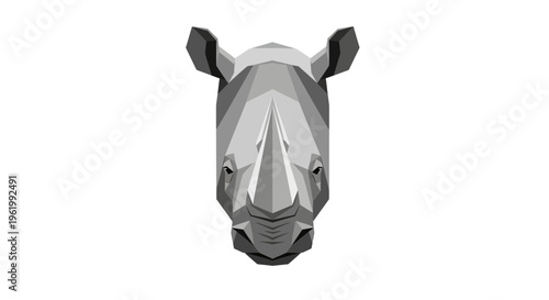 Geometric Rhinoceros Head Low Poly Art Style