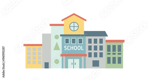 Modern School Building Exterior Facade, Education Facility, Learning Center