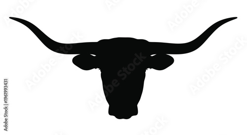 Longhorn bull head in stark black a dramatic silhouette