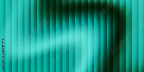Dark green neon gradient ribbed glass. Vector ribbed glass texture background. Mesh gradient. acrylic ribbed bath surface. Reeded glass background semitransparent overlay. Bath wall window
