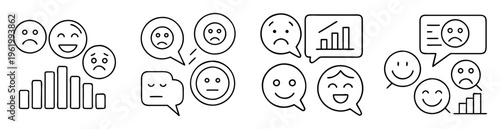 Diverse range of emotive icons, illustrating different feelings and data points
