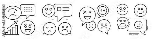 diverse range of emotions depicted through simple black and white icons