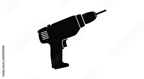 A black silhouette of a power drill a common workshop tool silhouette