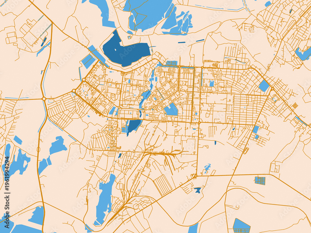 Fototapeta premium Street network map of Almetyevsk, Russian Federation