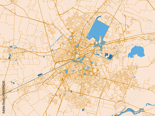 Fotografía Street network map of Timisoara, Romania, featuring warm neutral map design feat