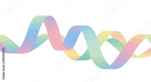 Abstract Rainbow Ribbon Wave on White Background, Gradient Swirl