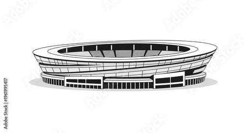 Modern Stadium Exterior Illustration - Sports Arena Architecture