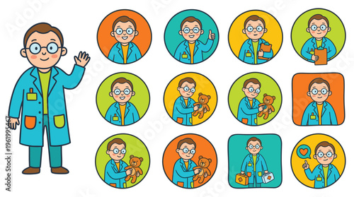 Diverse Doctor Healthcare Medical Professional Clinical Character Icons - Set of Avatars for Health and Wellness Services