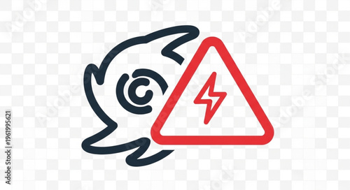 Warning sign for electrical hazard and storm symbol.