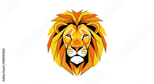 Stylized Lion Head Graphic Design, Majestic Animal, Fierce King, Vector Art, Bold Colors