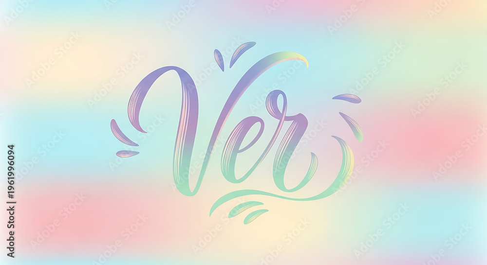 Fototapeta premium Dreamy iridescent holographic pastel gradient lettering design showcasing ethereal visual effects