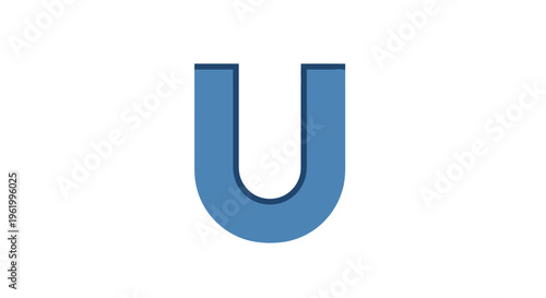 Blue Letter U on White Background, Alphabet Character, Typography Design