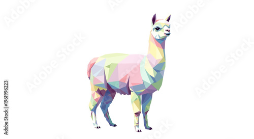 Colorful Geometric Llama Low Poly Art Illustration