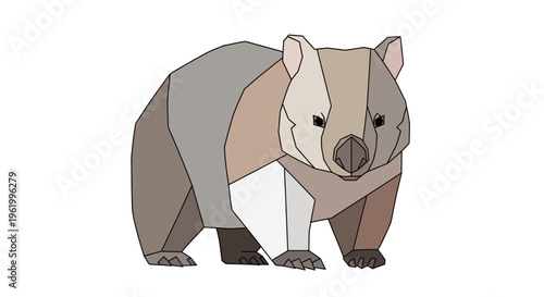 Wombat Illustration - Geometric Style Australian Marsupial