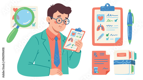 Experienced Doctor Healthcare Professional Analyzing Clinical Data for Patient Diagnosis and Treatment