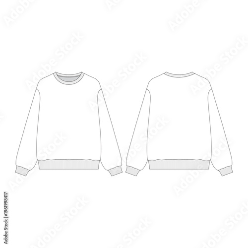 Women?s Regular Loose Crewneck Baggy Sweatshirt ? Flat Sketch Illustration.ai