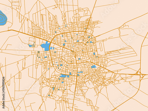 Canvastavla City map poster of As Salamiyah, Syrian Arab Republic – light cream and blue con