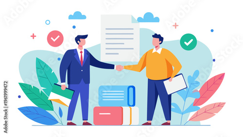 Business partnership, handshake, agreement, contract