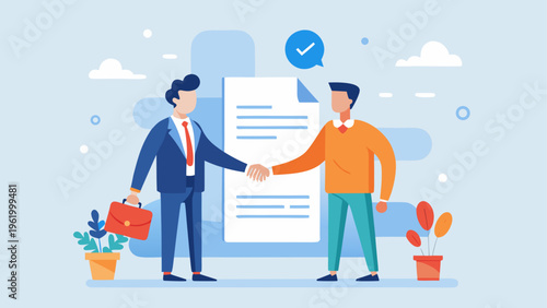 Business partnership, handshake, agreement, contract, teamwork