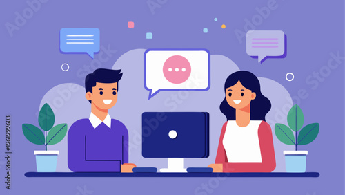 Office, coworkers, communication, teamwork, vector illustration