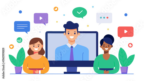 Online meeting, remote team, video conference, virtual collaboration