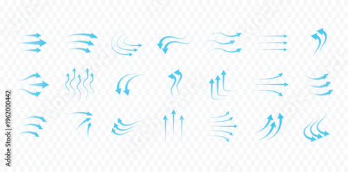 Airflow Arrow Ventilation Wind Cooling fresh water Direction Icon Set Vector Illustration
cold wind stream filter and conditioner system transparent rotation elements
