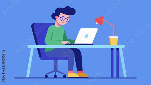 businessman, working, on laptop, office