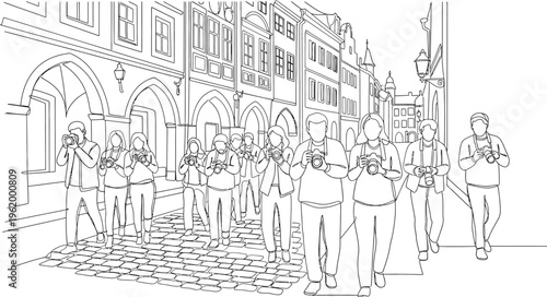 city street illustration, people walking