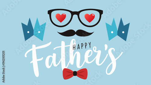 Happy Father's Day card, blue dad vector banner isolated on Transparent Background