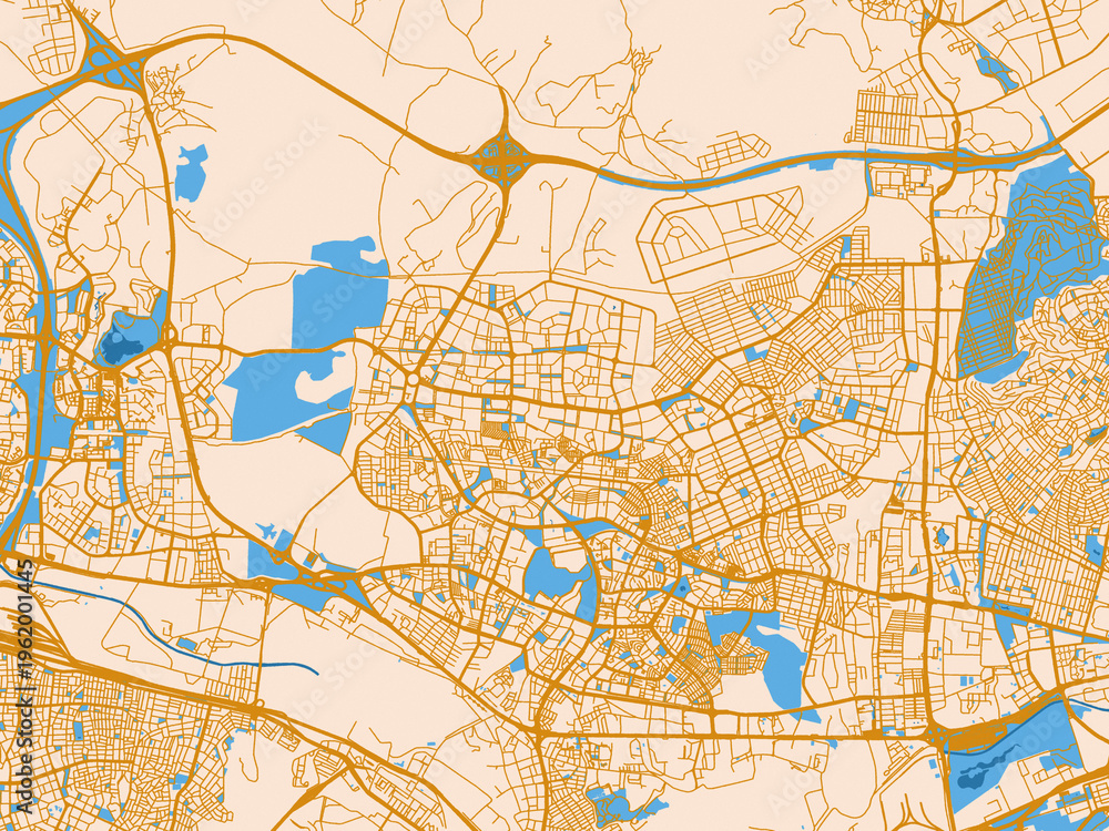 Fototapeta premium Urban grid map of Batikent, Türkiye