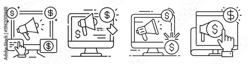 Digital marketing strategy representation with online advertising and promotion campaign