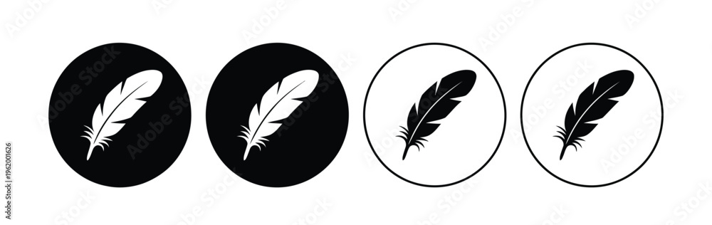 Obraz premium fluffy feather icons pack, soft light feather shapes, nature and decorative elements collection, simple modern vector illustration set.