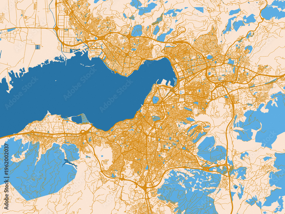 Naklejka premium Decorative city map of Izmir, Türkiye