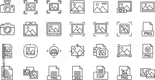 Set of flat design file format icons for digital storage and document types isolated on white background