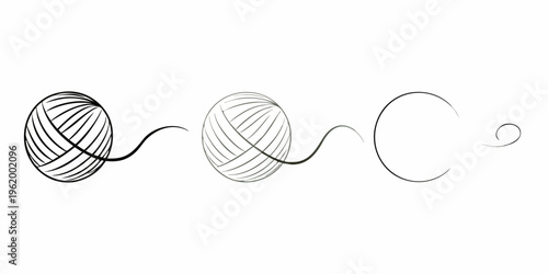 A series of unraveling yarn balls depicted in a minimalist style
