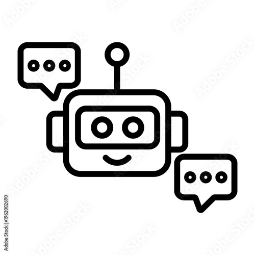 Chatbot Icon – Conversational AI Virtual Assistant Technology Line Icon